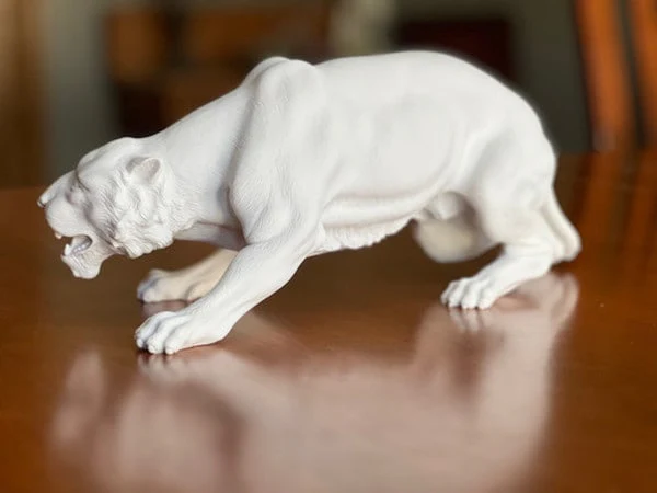 Crouching Panther Marble Statue - Image 5
